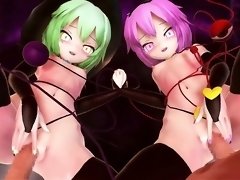 Anime cuties feeding their desire for cock in 3D threesome