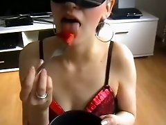 Spoiled amateur chick getting her face all covered in jizz