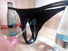 Cum on dirty panty thong jerk off wank with user panty