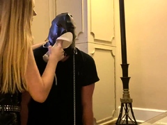 Masked slave punished and humiliated by foot fetish mistress