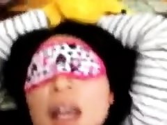 Blindfolded Asian girl takes a POV cock in her hairy pussy