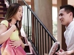 Fit Asian roommate Alexia Anders bends over to be licked and fucked