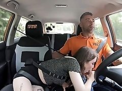 Sexy slut fucks with her driving instructor before the exam