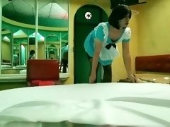Crossdresser maid unifrom clean in hotel