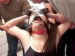 Little bound and gagged slut gangbanged by Japanse perverts BDSM