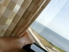 On Vcay Jerking Off Moaning Cumshot In Front of Window