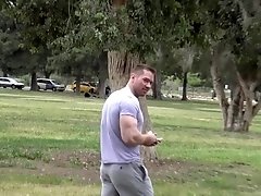 Jacked up gay dude picked up in the park and surprised by a big dick