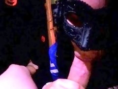 Horny Masked Police Girl Moans And Sucks Dick After Halloween Party