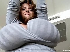 sexy big boobs in grey dress