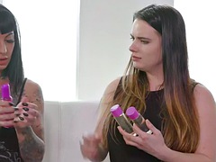 WAM lesbian scissoring sex in front of dyke voyeurs
